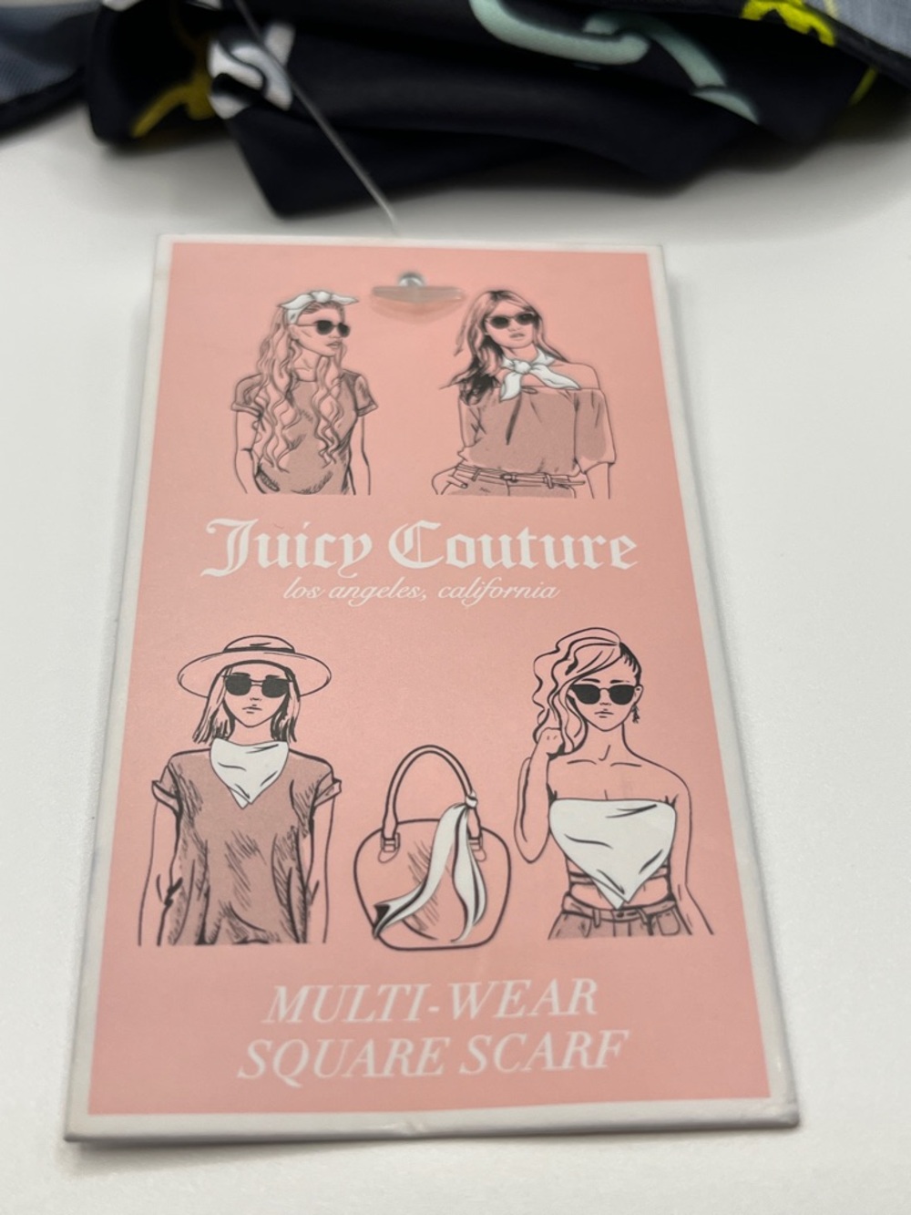 Juicy Couture Black Scarf with Neon Chain Print - Picture 13 of 15